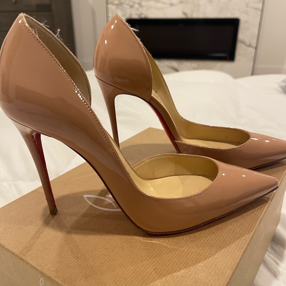 Christian Louboutin So Kate 120mm satin leather pumps (Blush)